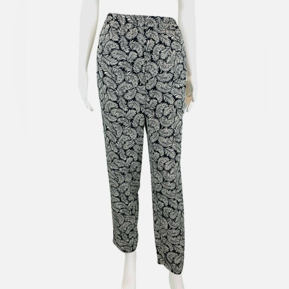 H&M stretch waist front pockets tapered feather pants SZ 6 EUC